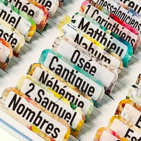 Onglets de la Bible Française à Grand Caractère avec Motif Floral