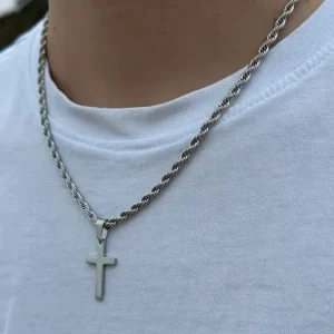 Collier Pendentif Croix en Acier Inoxydable