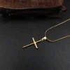 Collier pendentif croix en acier inoxydable plaqué or