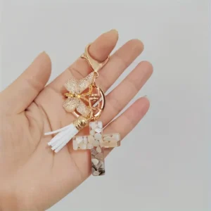 Porte-clé Papillon & Croix à Pompons