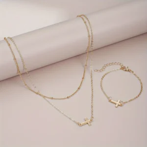 Collier et Bracelet Croix Minimaliste