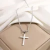Pendentif en croix en acier inoxydable plaqué or 18K