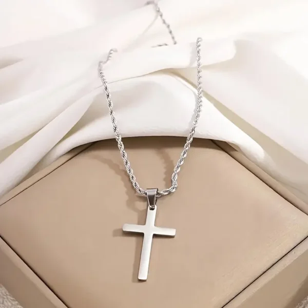 Pendentif en croix en acier inoxydable plaqué or 18K