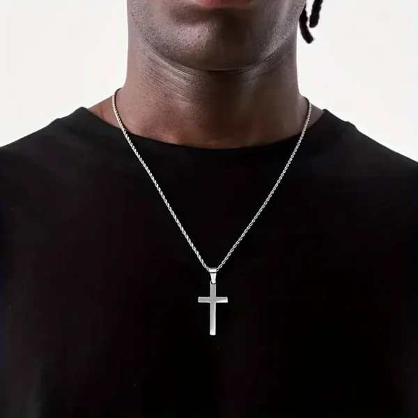 Collier Pendentif Croix en Acier Inoxydable