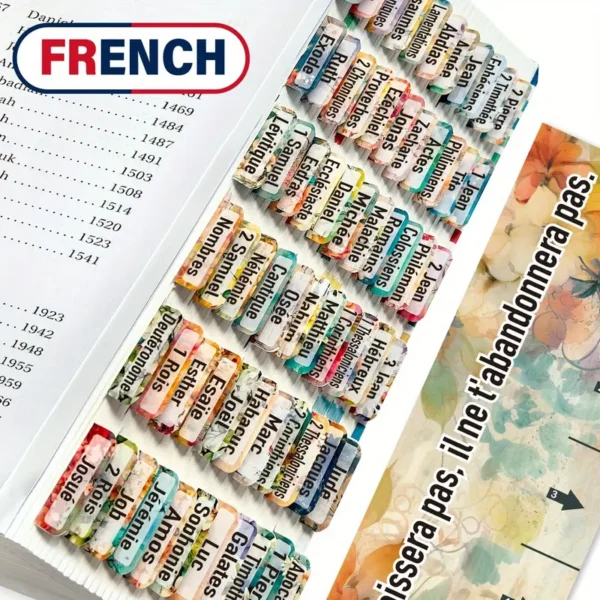 Onglets de la Bible Française à Grand Caractère avec Motif Floral