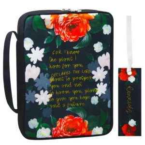 Housse de Bible en polyester floral avec poignée