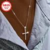 Collier pendentif croix argenté