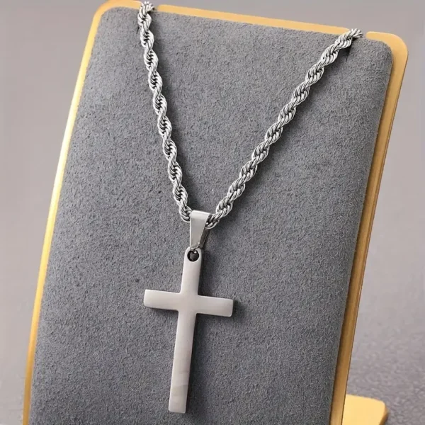 Collier Pendentif Croix en Acier Inoxydable