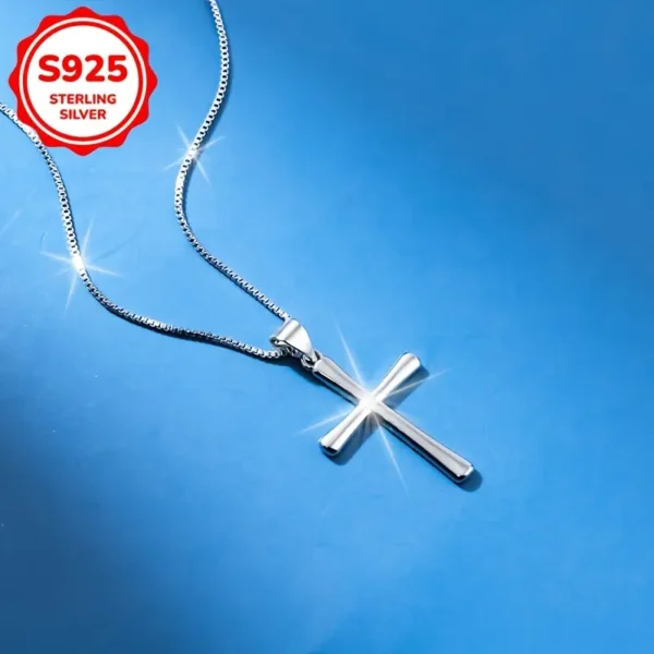 Collier pendentif croix argenté