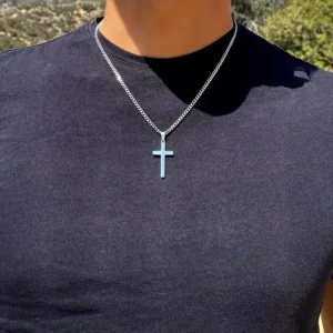 Collier Pendentif Croix en Acier Inoxydable