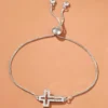Bracelet Croix Élégant Ajustable avec Zircone Cubique